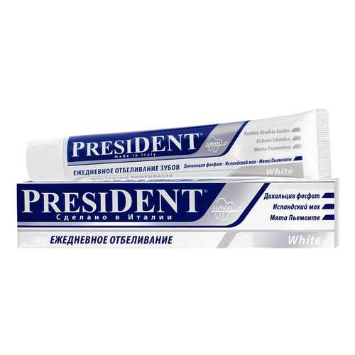 Зубная паста President White Отбеливающая 75 мл в NL International