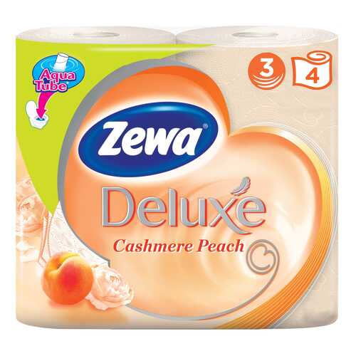 Туалетная бумага Zewa Deluxe Персик, 3 слоя, 4 рулона в NL International