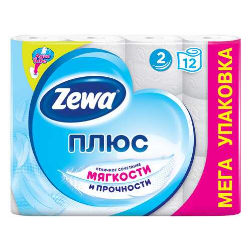 Туалетная бумага Zewa Плюс Белая, 2 слоя, 12 рулонов в NL International