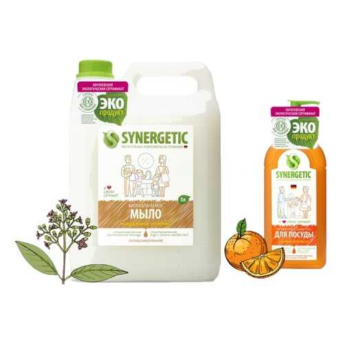 Жидкое мыло Synergetic 5 л + Средство для мытья посуды Synergetic Апельсин 500 мл в NL International