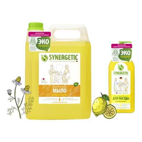 Жидкое мыло Synergetic Полевые цветы 5 л+Средство для мытья посуды Synergetic Лимон 500мл в NL International